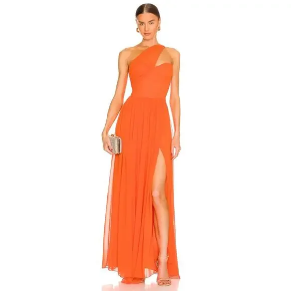 Revolve Dresses | Revolve Yaura Imade Dress In Orange Pleated Maxi Dress Size Uk 6 / Us Xs Nwt | Color: Orange | Size: 6uk | Khanluxe's Closet